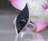Black & White Diamond Ring in a Leaf Design