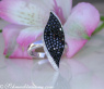 Black & White Diamond Ring in a Leaf Design