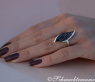 Black & White Diamond Ring in a Leaf Design