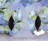 Black & White Diamond Earrings in a Leaf Design