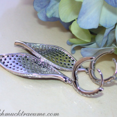 Black & White Diamond Earrings in a Leaf Design