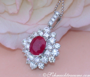 Exquisite Burmese Ruby Pendant with Diamonds