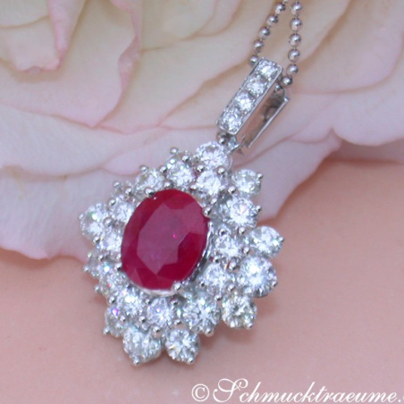 Exquisite Burmese Ruby Pendant with Diamonds