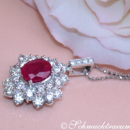 Exquisite Burmese Ruby Pendant with Diamonds
