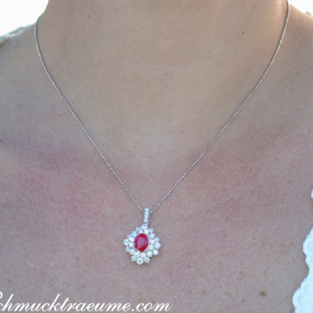 Exquisite Burmese Ruby Pendant with Diamonds