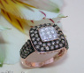 Timeless Square Ring with brown & white Diamonds