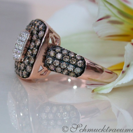 Timeless Square Ring with brown & white Diamonds