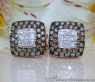 Timeless Square Studs with brown & white Diamonds