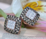 Timeless Square Studs with brown & white Diamonds