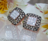 Timeless Square Studs with brown & white Diamonds