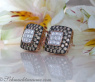 Timeless Square Studs with brown & white Diamonds