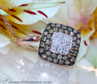 Timeless Square Pendant with white & brown Diamonds