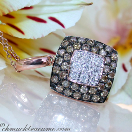 Timeless Square Pendant with white & brown Diamonds