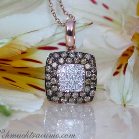 Timeless Square Pendant with white & brown Diamonds