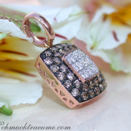 Timeless Square Pendant with white & brown Diamonds
