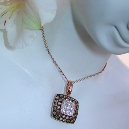 Timeless Square Pendant with white & brown Diamonds