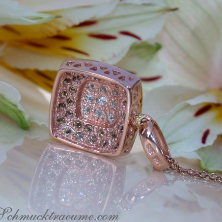Timeless Square Pendant with white & brown Diamonds