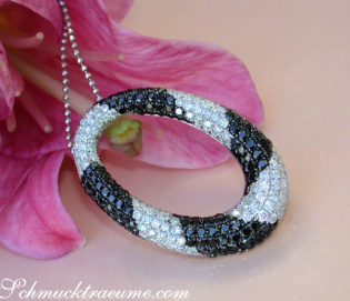 Striking Black and White Diamond Pendant