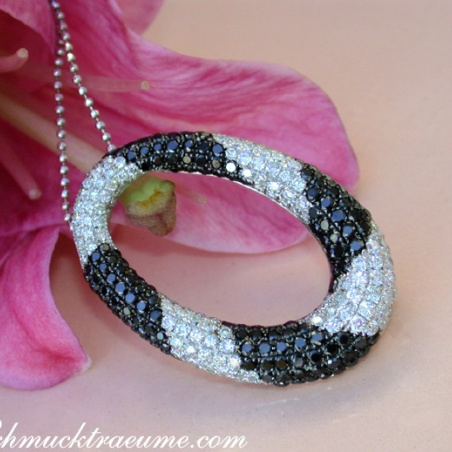 Striking Black and White Diamond Pendant