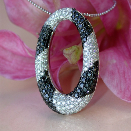 Striking Black and White Diamond Pendant
