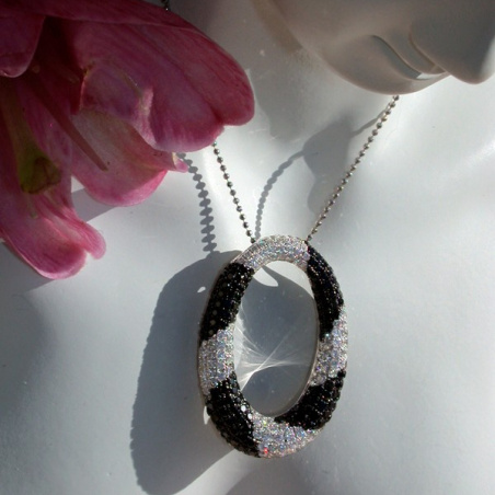 Striking Black and White Diamond Pendant