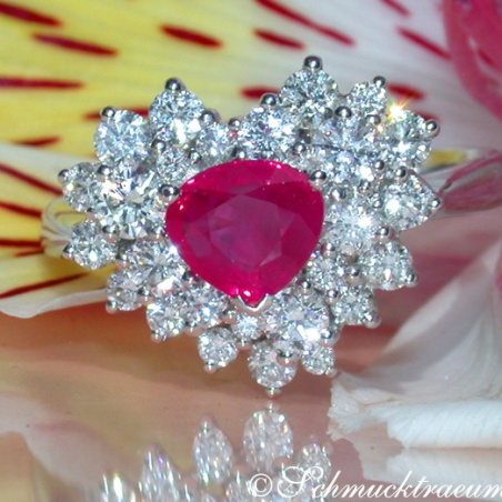 Precious Ruby Heart Ring with Diamonds