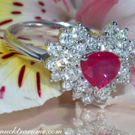 Precious Ruby Heart Ring with Diamonds