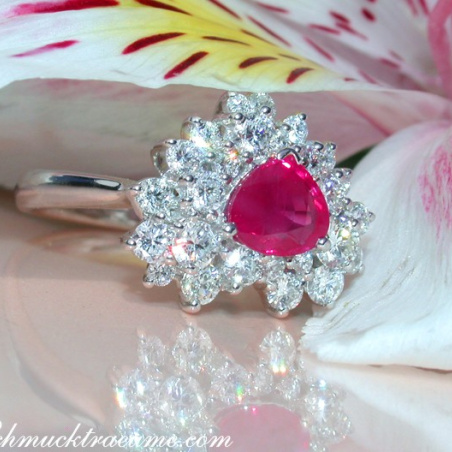 Precious Ruby Heart Ring with Diamonds