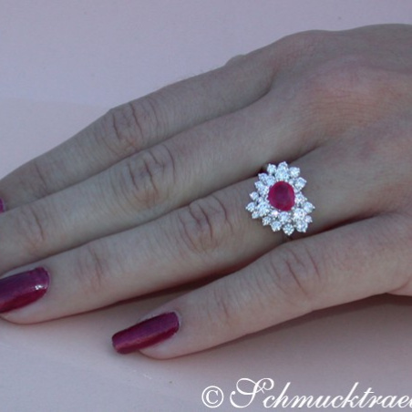 Precious Ruby Heart Ring with Diamonds