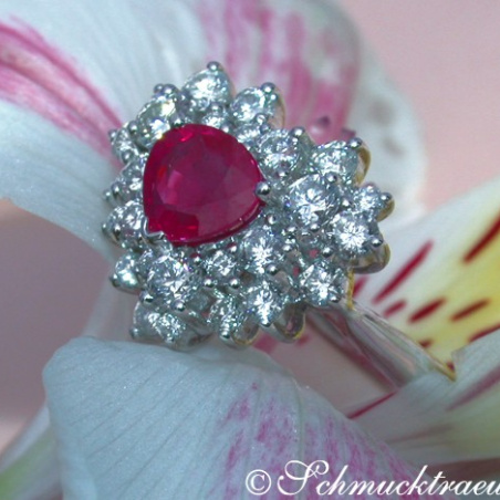Precious Ruby Heart Ring with Diamonds