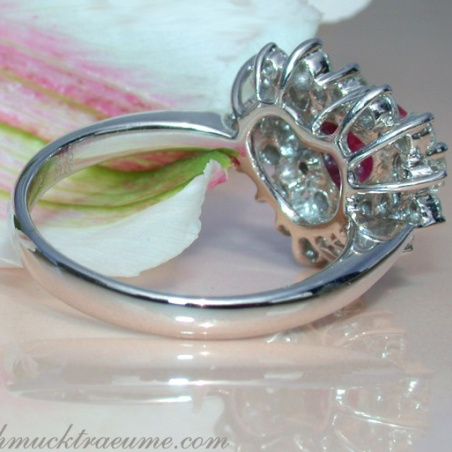 Precious Ruby Heart Ring with Diamonds