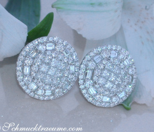 Noble Diamond Stud Earrings with Baguette & Princess Diamonds