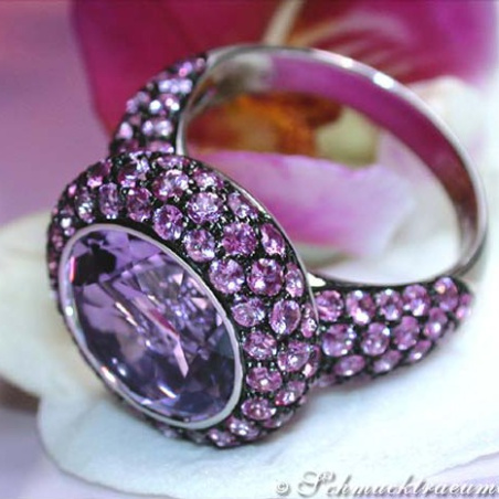 Glorious Amethyst Ring with Pink Sapphires
