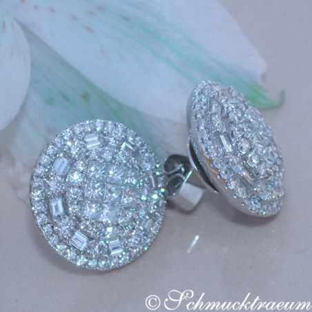 Noble Diamond Stud Earrings with Baguette & Princess Diamonds