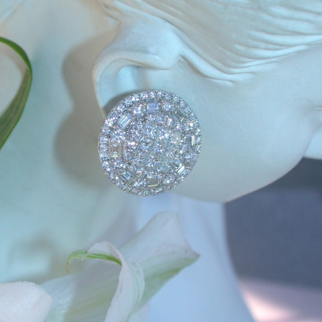 Noble Diamond Stud Earrings with Baguette & Princess Diamonds