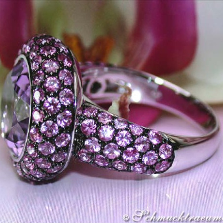 Glorious Amethyst Ring with Pink Sapphires
