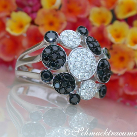 Unusual Black & White Diamond Ring