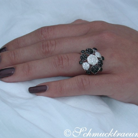 Unusual Black & White Diamond Ring
