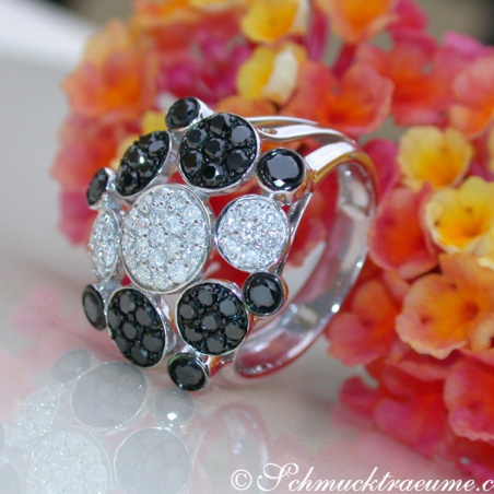 Unusual Black & White Diamond Ring