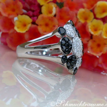 Unusual Black & White Diamond Ring