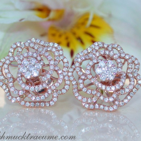 Terrific Diamond "Rose" Stud Earrings