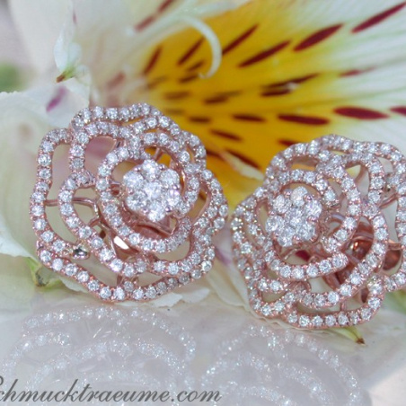 Terrific Diamond "Rose" Stud Earrings