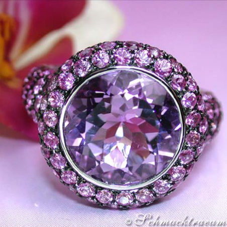 Glorious Amethyst Ring with Pink Sapphires