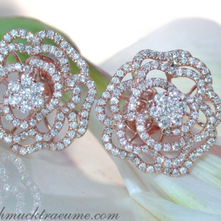 Terrific Diamond "Rose" Stud Earrings