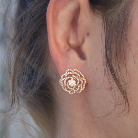 Terrific Diamond "Rose" Stud Earrings