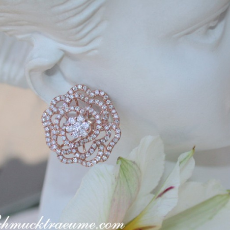 Terrific Diamond "Rose" Stud Earrings
