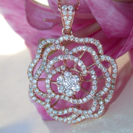 Terrific Diamond "Rose" Pendant