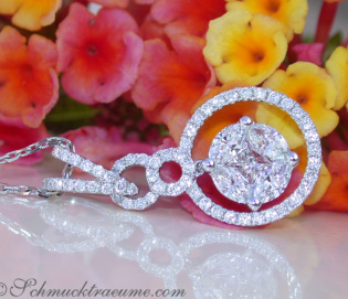 Precious Pendant with Brilliant, Princess & Marquise Diamonds