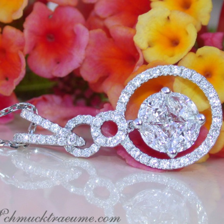 Precious Pendant with Brilliant, Princess & Marquise Diamonds