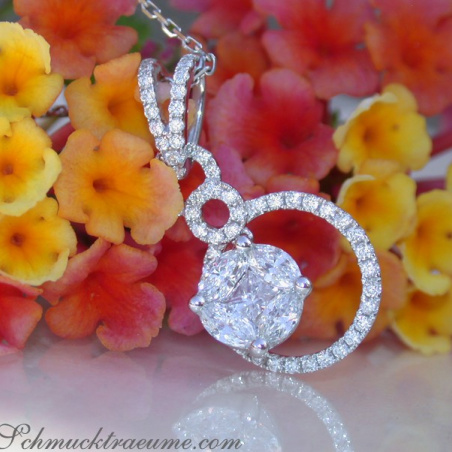 Precious Pendant with Brilliant, Princess & Marquise Diamonds